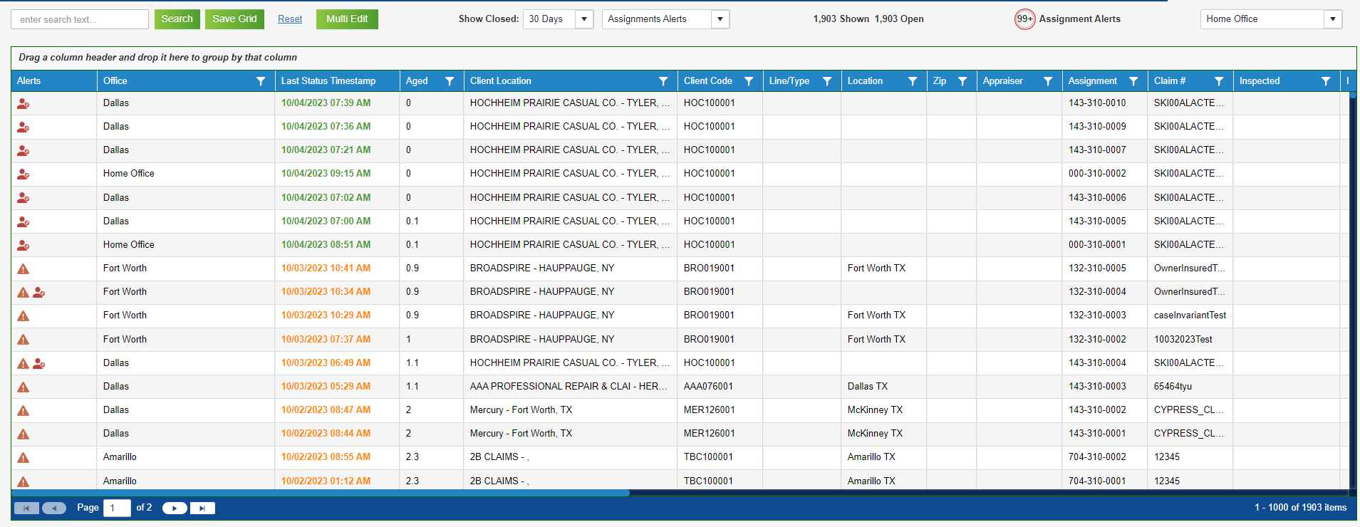 All Alerts Grid